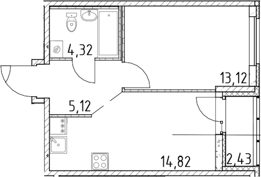 1-комнатная квартира 37.38 м², 3/17 эт., ЖК «Город Первых»